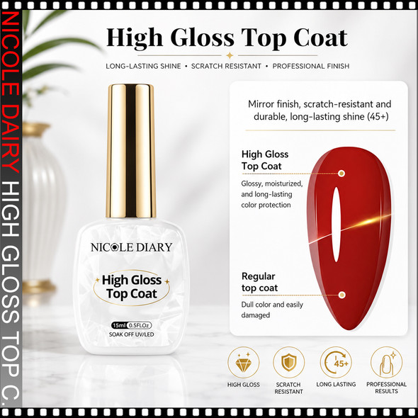 NICOLE DAIRY High Gloss Top Coat 0.5oz.