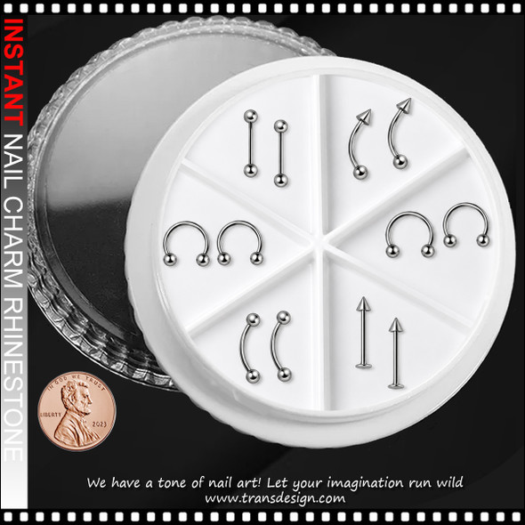 NAIL CHARM & TONGUE Stainless Steel Punk Style Barbell 12/Case #5