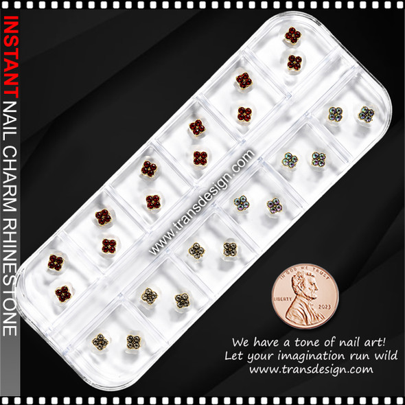 NAIL CHARM RHINESTONE Clover Crystal Bling Collection 24/Case