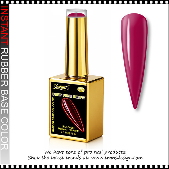 INSTANT Rubber Base Gel #16 Deep Wine Berry 0.5oz.