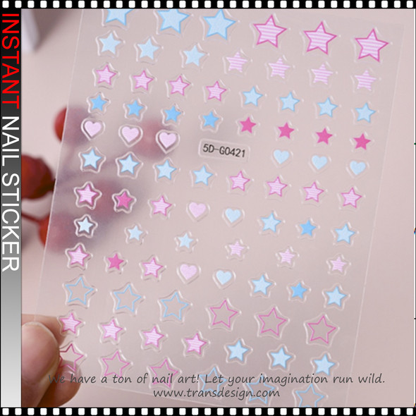NAIL STICKER Pastel Heart, Star