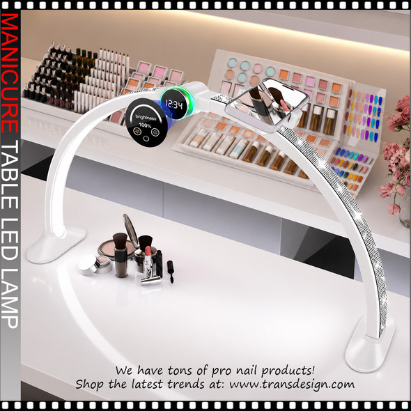 LED LAMP Half Moon with Rhinestone & Controlled by Touch Display, Phone Holder, 48 Watt, White
