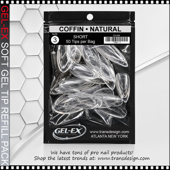 GEL-EX Stiletto, Short, Natural #3 Refill 50/Bag