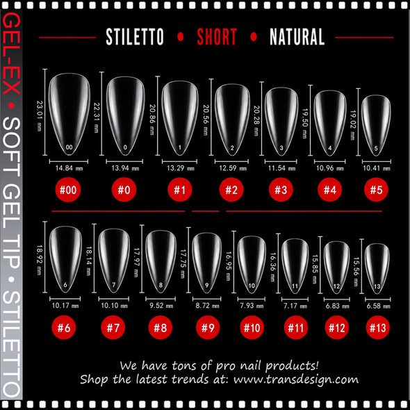 GEL-EX Stiletto, Short, Natural #11 Refill 50/Bag
