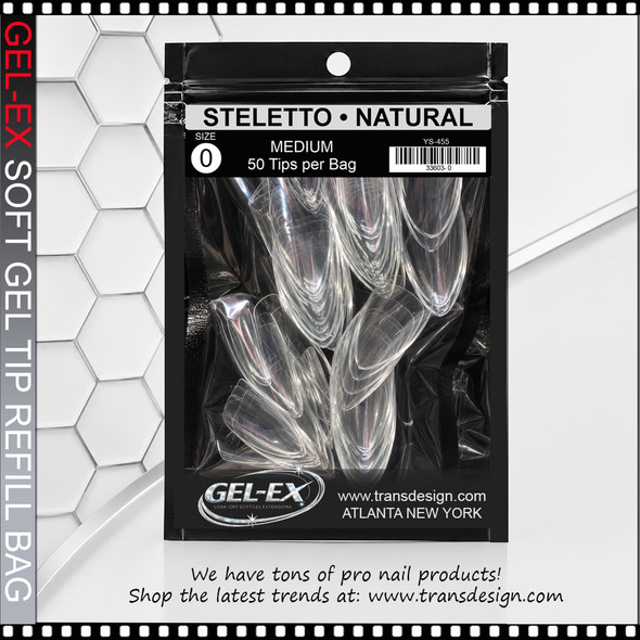 GEL-EX Stiletto, Medium, Natural Refill Size #0 50/Bag