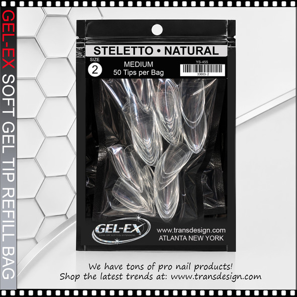 GEL-EX Stiletto, Medium, Natural Refill Size #2 50/Bag
