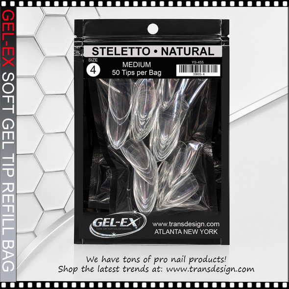 GEL-EX Stiletto, Medium, Natural Refill Size #4 50/Bag