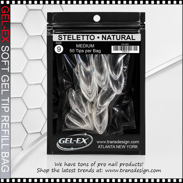 GEL-EX Stiletto, Medium, Natural Refill Size #9 50/Bag