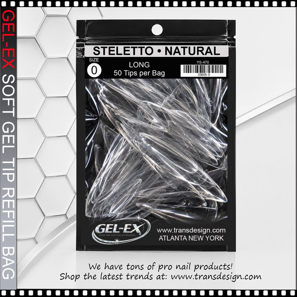 GEL-EX Stiletto, Long, Natural #0 Refill 50/Bag