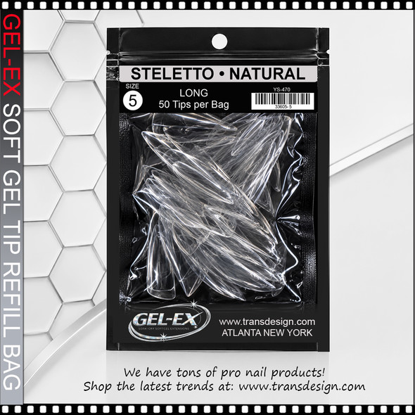 GEL-EX Stiletto, Long, Natural #5 Refill 50/Bag