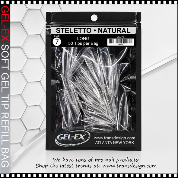 GEL-EX Stiletto, Long, Natural #7 Refill 50/Bag