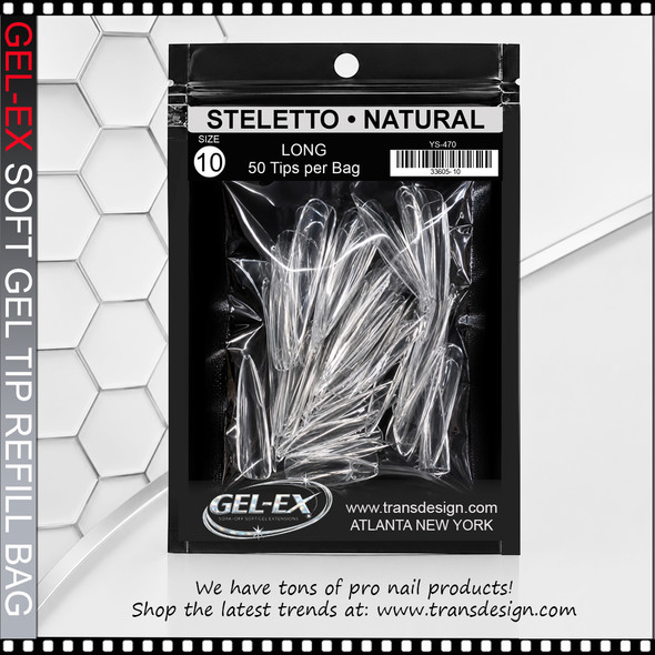 GEL-EX Stiletto, Long, Natural #10 Refill 50/Bag