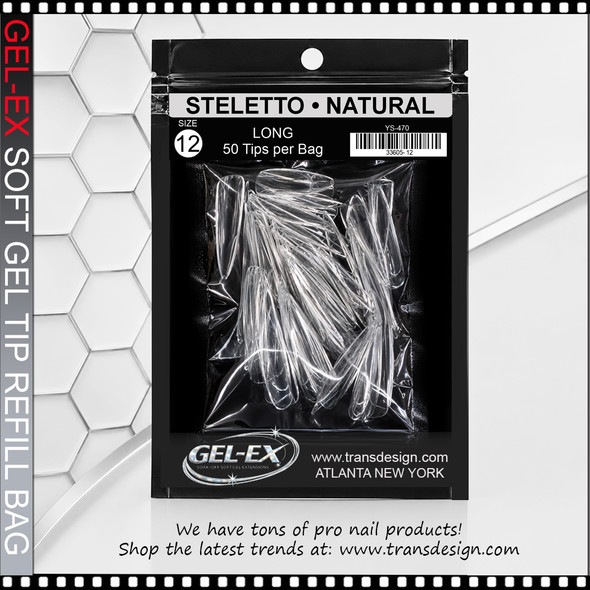 GEL-EX Stiletto, Long, Natural #12 Refill 50/Bag