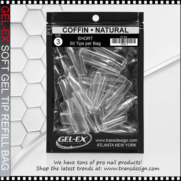 GEL-EX Coffin, Short, Natural Refill #3 50/Bag