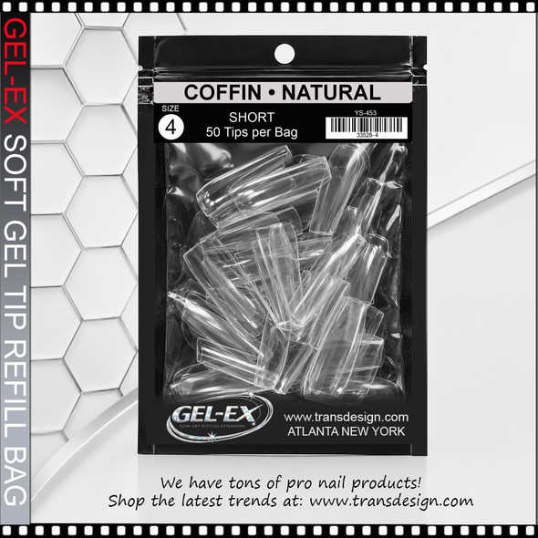 GEL-EX Coffin, Short, Natural Refill #4 50/Bag