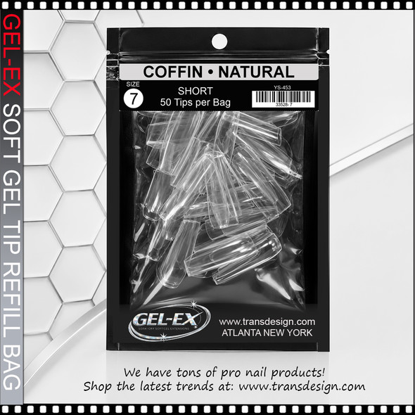 GEL-EX Coffin, Short, Natural Refill #7 50/Bag