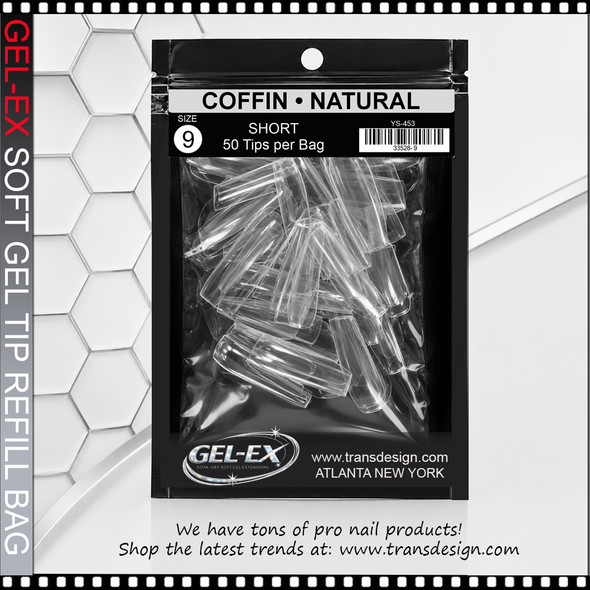 GEL-EX Coffin, Short, Natural Refill #9 50/Bag