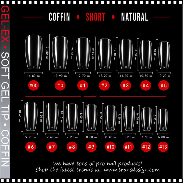 GEL-EX Coffin, Short, Natural Refill #11 50/Bag