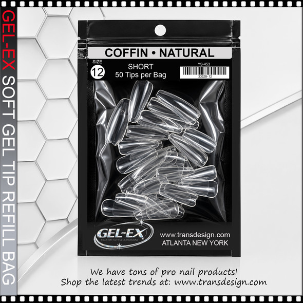 GEL-EX Coffin, Short, Natural Refill #12 50/Bag