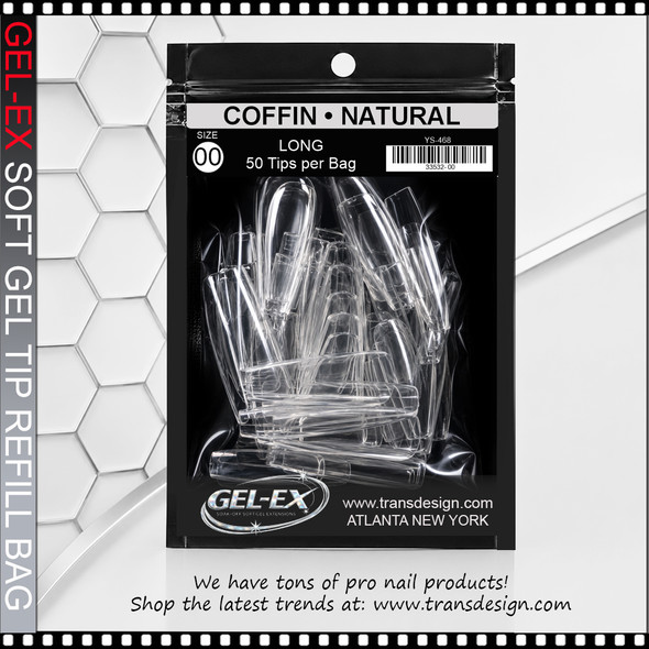 GEL-EX Coffin, Long, Natural Refill #00 50/Bag