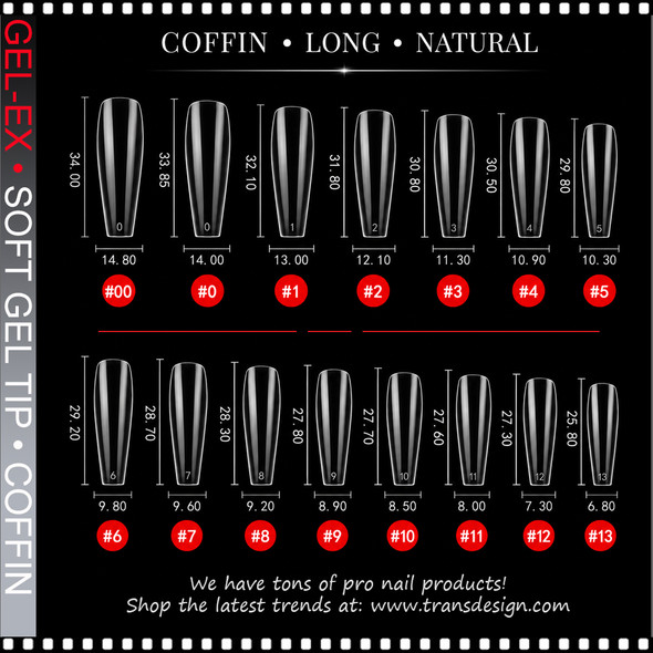 GEL-EX Coffin, Long, Natural Refill #0 50/Bag