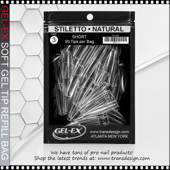 GEL-EX Coffin, Long, Natural Refill #3 50/Bag