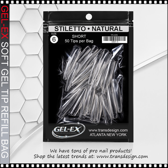 GEL-EX Coffin, Long, Natural Refill #6 50/Bag