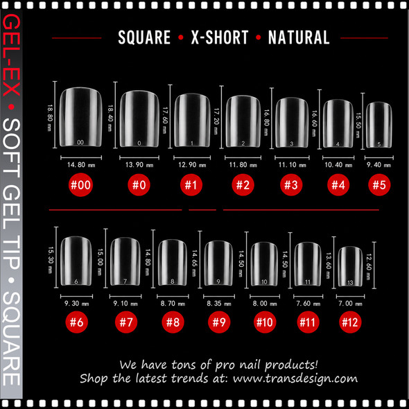 GEL-EX Square, X-Short, Natural Refill #0 50/Bag