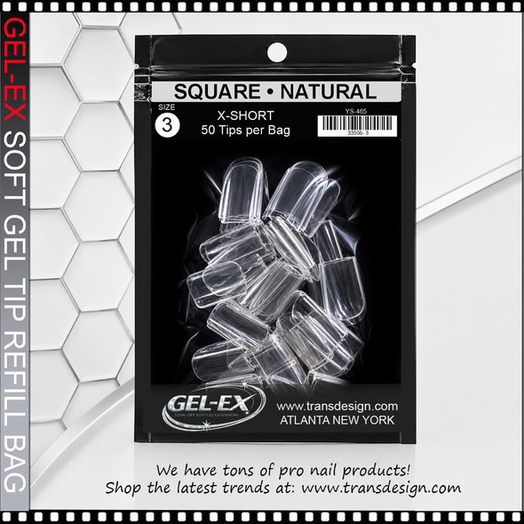 GEL-EX Square, X-Short, Natural Refill #3 50/Bag