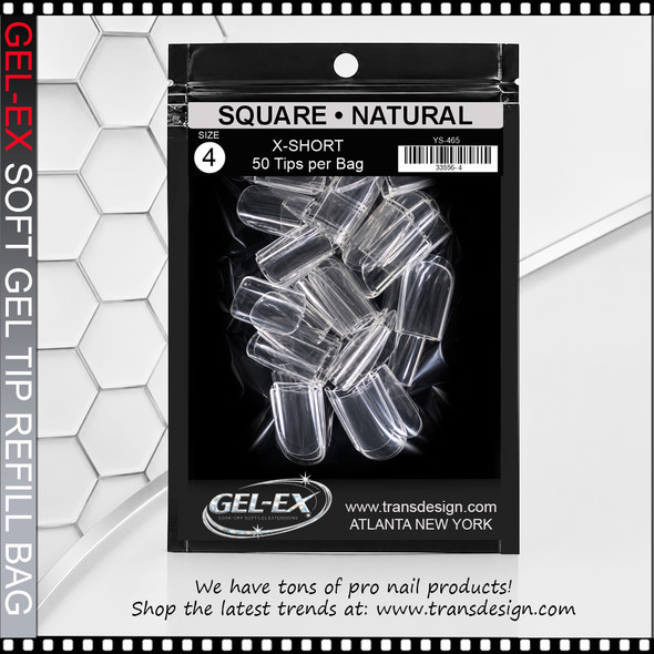 GEL-EX Square, X-Short, Natural Refill #4 50/Bag