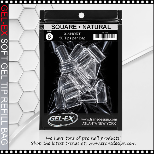 GEL-EX Square, X-Short, Natural Refill #6 50/Bag