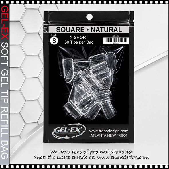GEL-EX Square, X-Short, Natural Refill #8 50/Bag