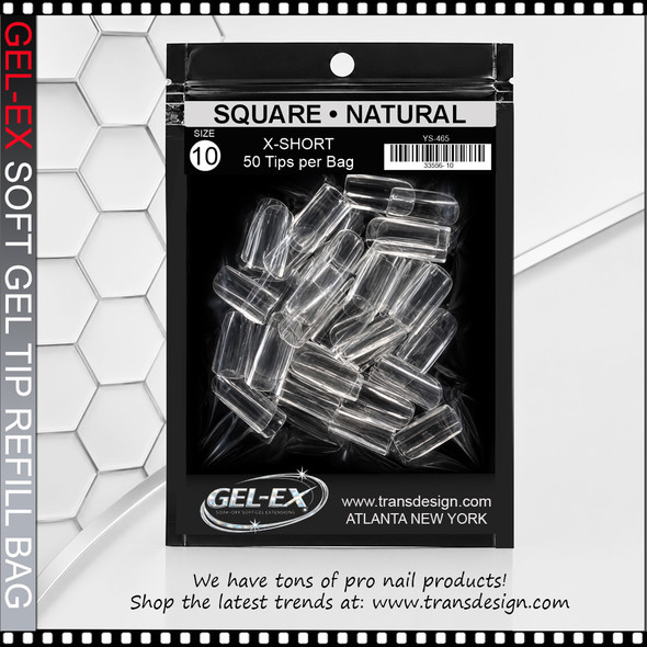 GEL-EX Square, X-Short, Natural Refill #10 50/Bag