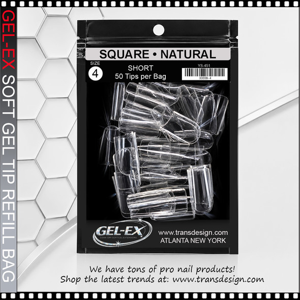 GEL-EX Square, Short, Natural Refill #4 50/Bag
