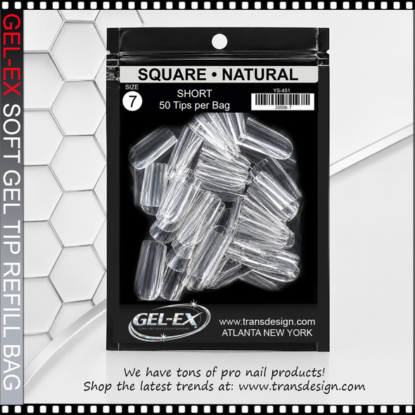 GEL-EX Square, Short, Natural Refill #7 50/Bag