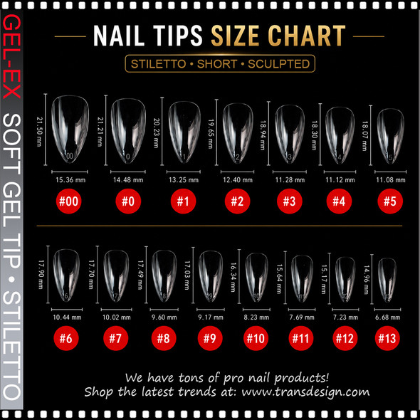 GEL-EX Stiletto, Short, Sculpted Refill #00 50/Bag