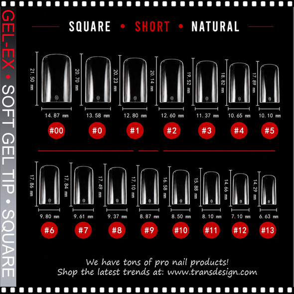 GEL-EX Square, Short, Natural Refill #9 50/Bag