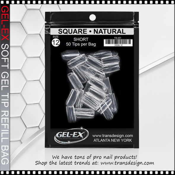 GEL-EX Square, Short, Natural Refill #12 50/Bag