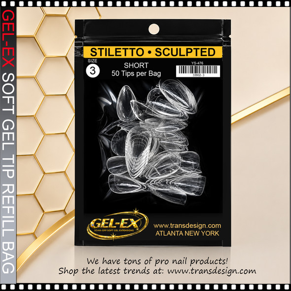 GEL-EX Stiletto, Short, Sculpted Refill #3 50/Bag
