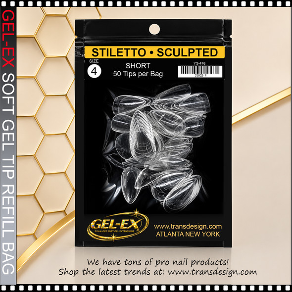GEL-EX Stiletto, Short, Sculpted Refill  #4 50/Bag