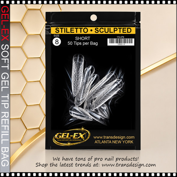 GEL-EX Stiletto, Short, Sculpted Refill  #8 50/Bag