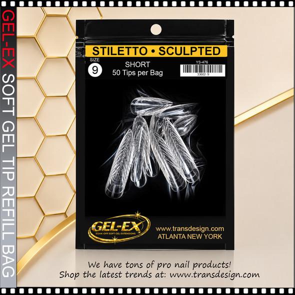 GEL-EX Stiletto, Short, Sculpted Refill  #9 50/Bag
