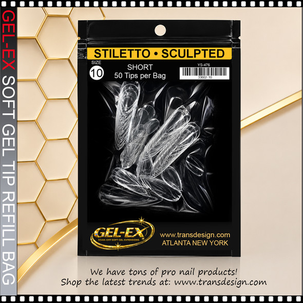 GEL-EX Stiletto, Short, Sculpted Refill #10 50/Bag
