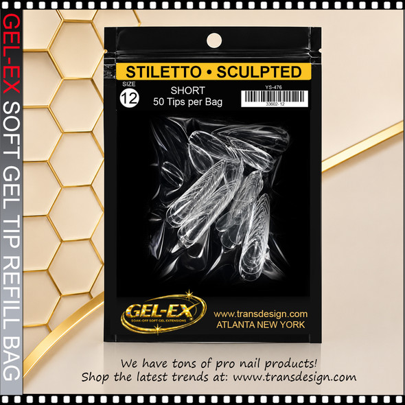 GEL-EX Stiletto, Short, Sculpted Refill #12 50/Bag