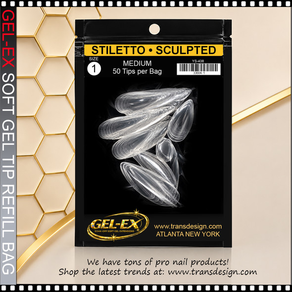 GEL-EX Stiletto, Medium, Sculpted Refill #1 50/Bag