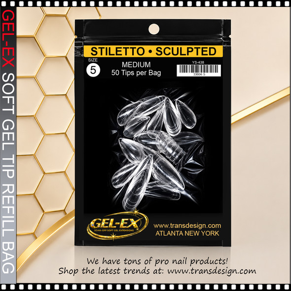 GEL-EX Stiletto, Medium, Sculpted Refill #5 50/Bag