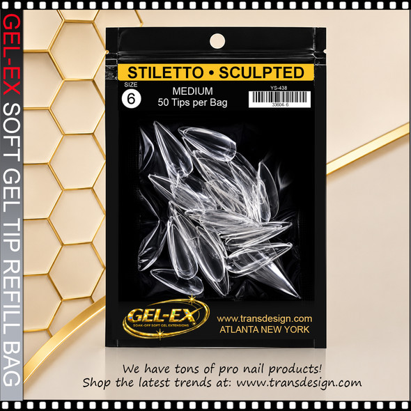 GEL-EX Stiletto, Medium, Sculpted Refill #6 50/Bag