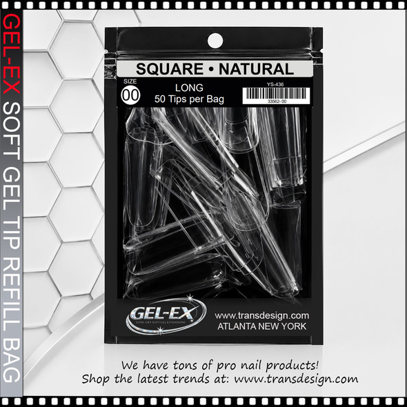 GEL-EX Square, Long, Natural Refill #00 50/Bag