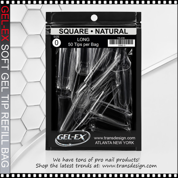 GEL-EX Square, Long, Natural Refill #0 50/Bag