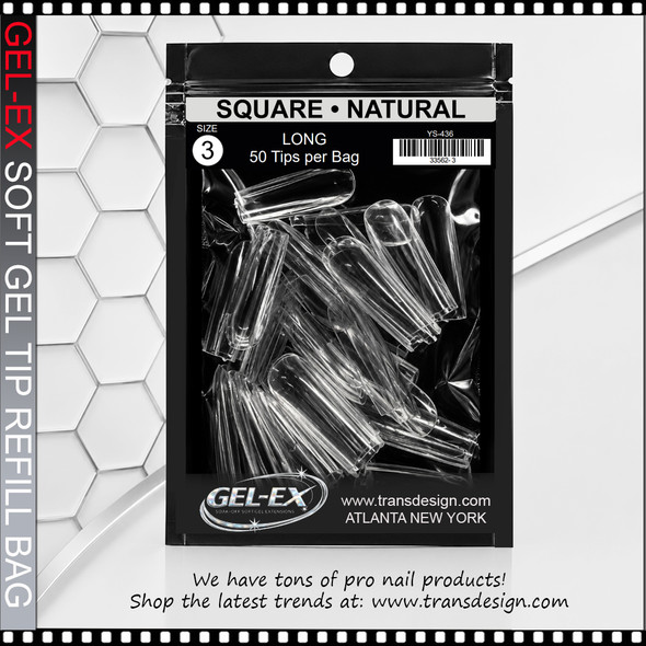 GEL-EX Square, Long, Natural Refill #3 50/Bag